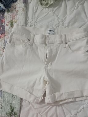 Sonoma White Rolled-Hem Denim Shorts